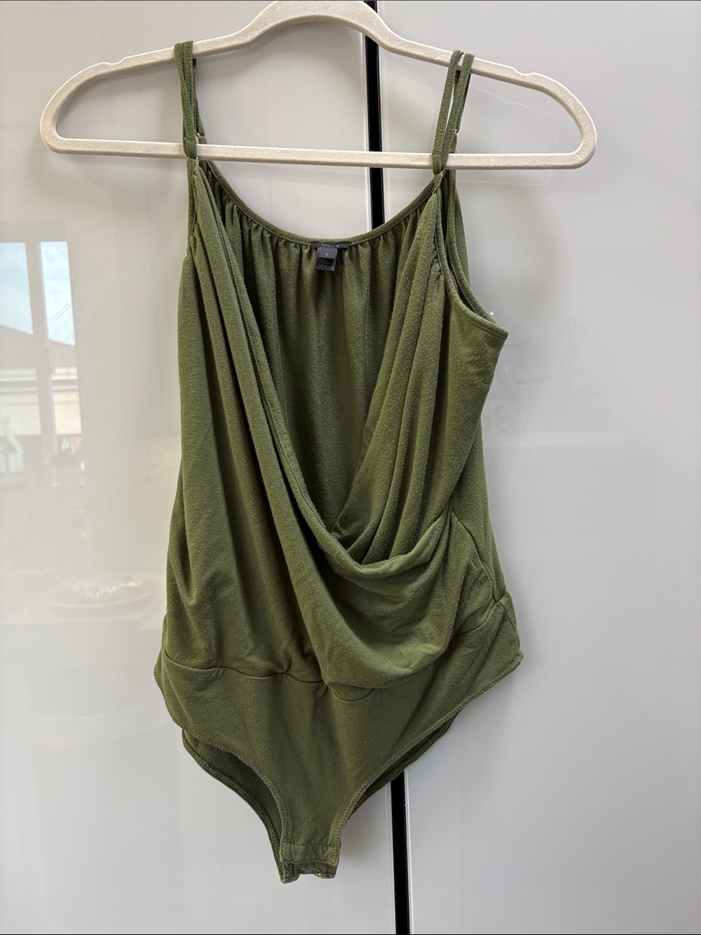 J. Crew Olive Green Sleeveless Draped Bodysuit